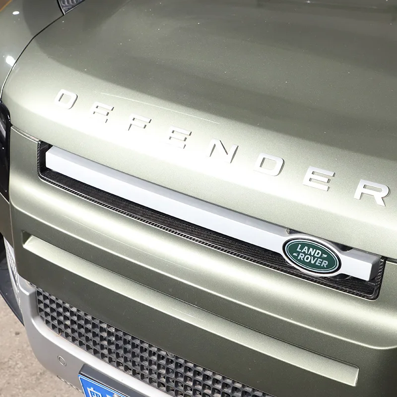 لاند روفر ديفندر 90 110 2020-2024 ألياف الكربون الحقيقية الجبهة مركز مصبغة U شكل شريط زخرفي الملحقات