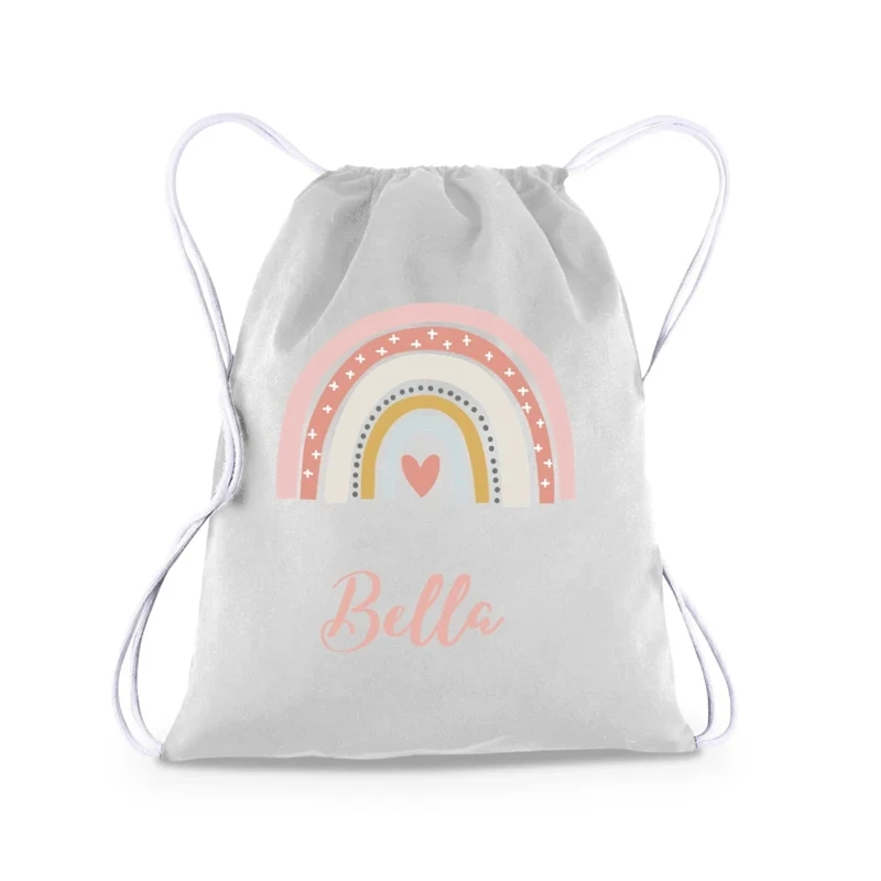 Custom Gym Bag Of Kids-Girls Linen Bag- Girls Initial Drawstring Bag - School Bag -School PE Bag - Personalized Travel Bags