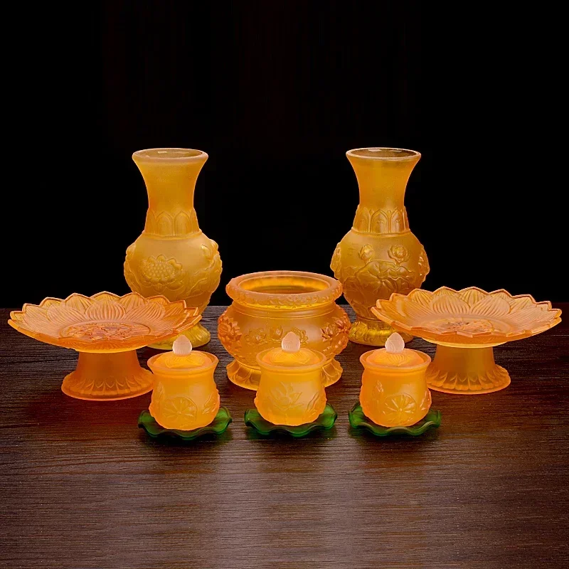 1 pc Glass incense burner vase Fruit tray Holy Water Cup Buddhist tools and supplies Buddhist Hall temple Household Sacrifice