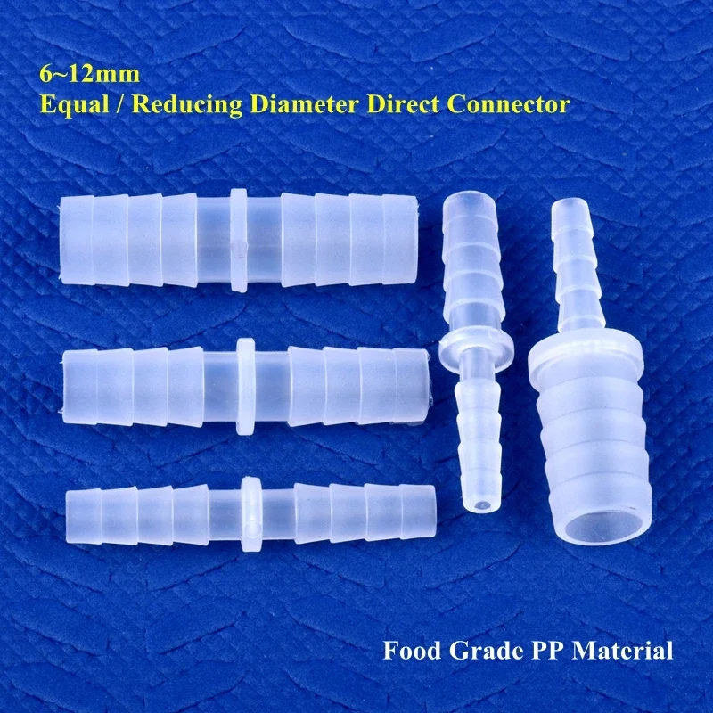 6–12 mm PP Direct Connect Fitting for Aquarium Air Lines Irrigation Tubing Garden Water Systems Fast-Connect Reducing Equal Diam