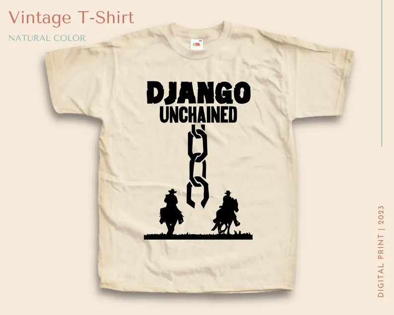 

Vintage TShirt Django V2 NATURAL color Men Woman Unisex T-Shirt Digital Print Sizes