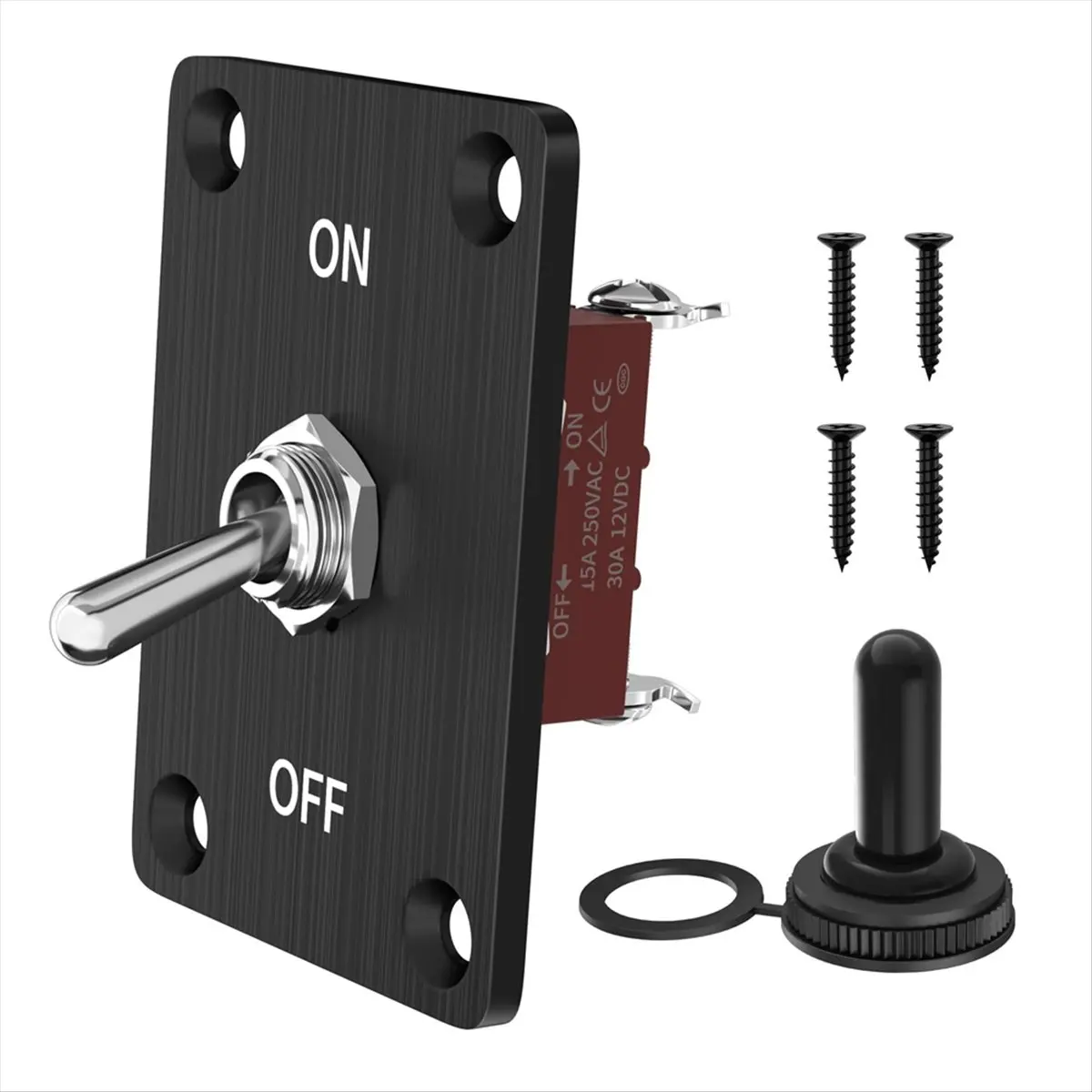 MALL Heavy Duty Toggle Switch 12V DC30A Waterproof Toggle Switch 2 Pin ON/Off SPST with Mounting Panel for Auto Car Boat