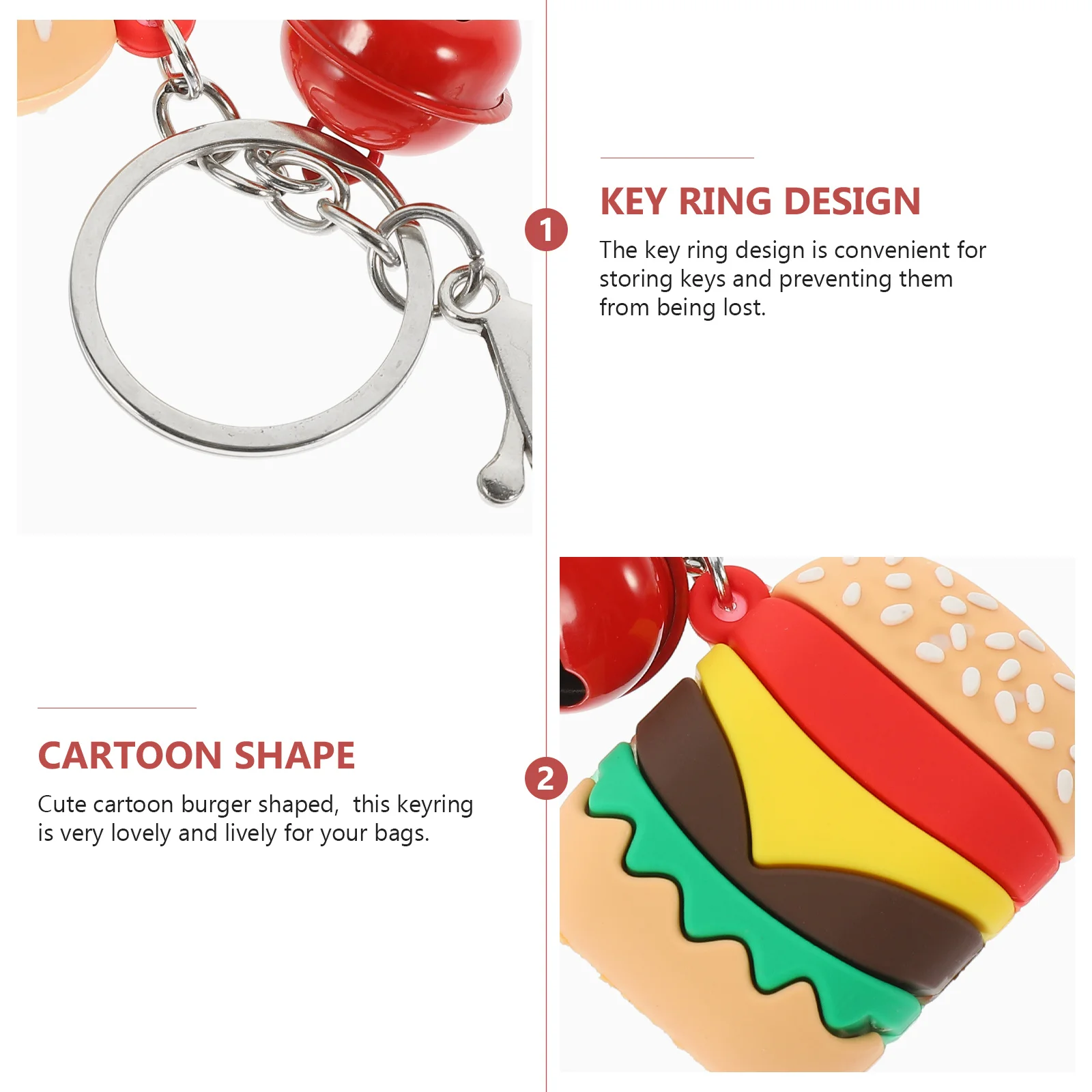 

4Pcs Lovely Hamburger Hanging Charms Fashion Trendy Cartoon Keychain PVC Bag Decor DIY Pendant Jewelry Accessory Gift