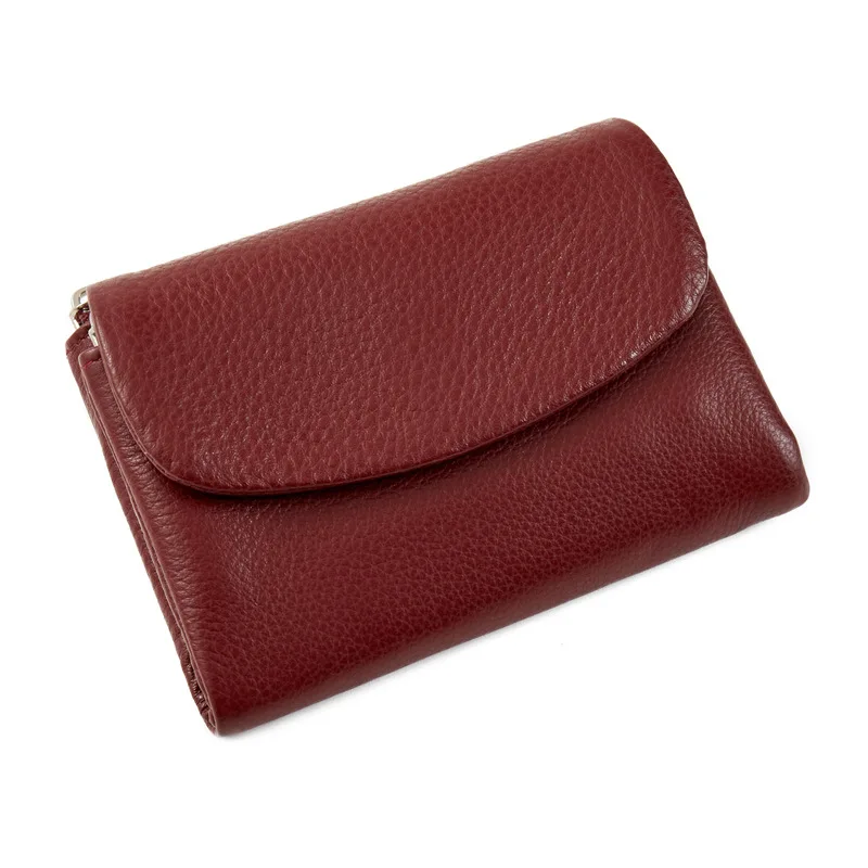 

Short Genuine Leather Wallet Woman Soft Real Cow Leather Purse Card Holder Cowhide Clutch Bag