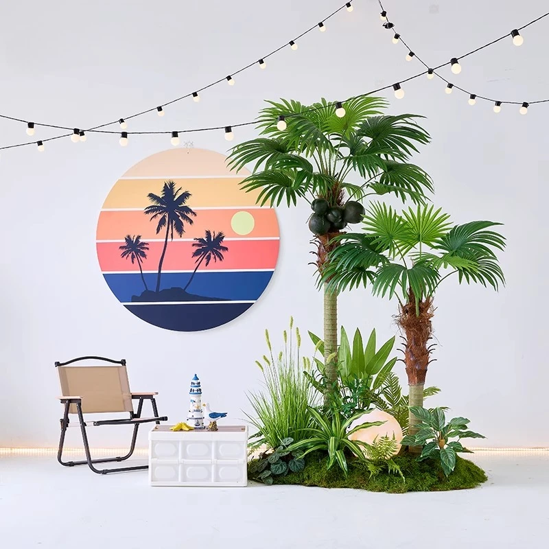 

Tropical plant landscaping simulation coconut tree decoration summer ocean wind fake green plants large plant landscape arrangem