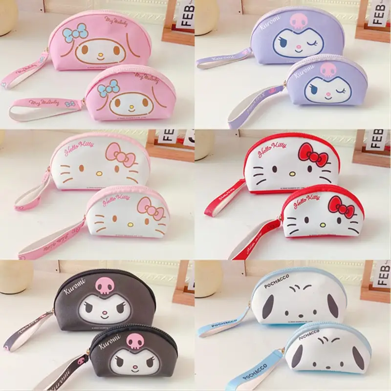 

Аниме Sanrio Cinnamoroll Kuromi Melody Hello Kitty Милая мультяшная косметичка Кошелек для монет 2 шт. сумка для хранения подарок для друга