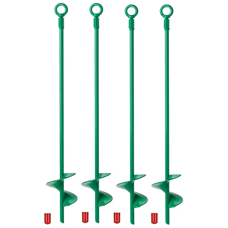ABGQQ 18in Ground Anchors Kit,Helix Earth Ground Anchor,Heavy Duty Shed Anchor Hook for Camping Tent,Canopies,Swing Sets,4Pcs