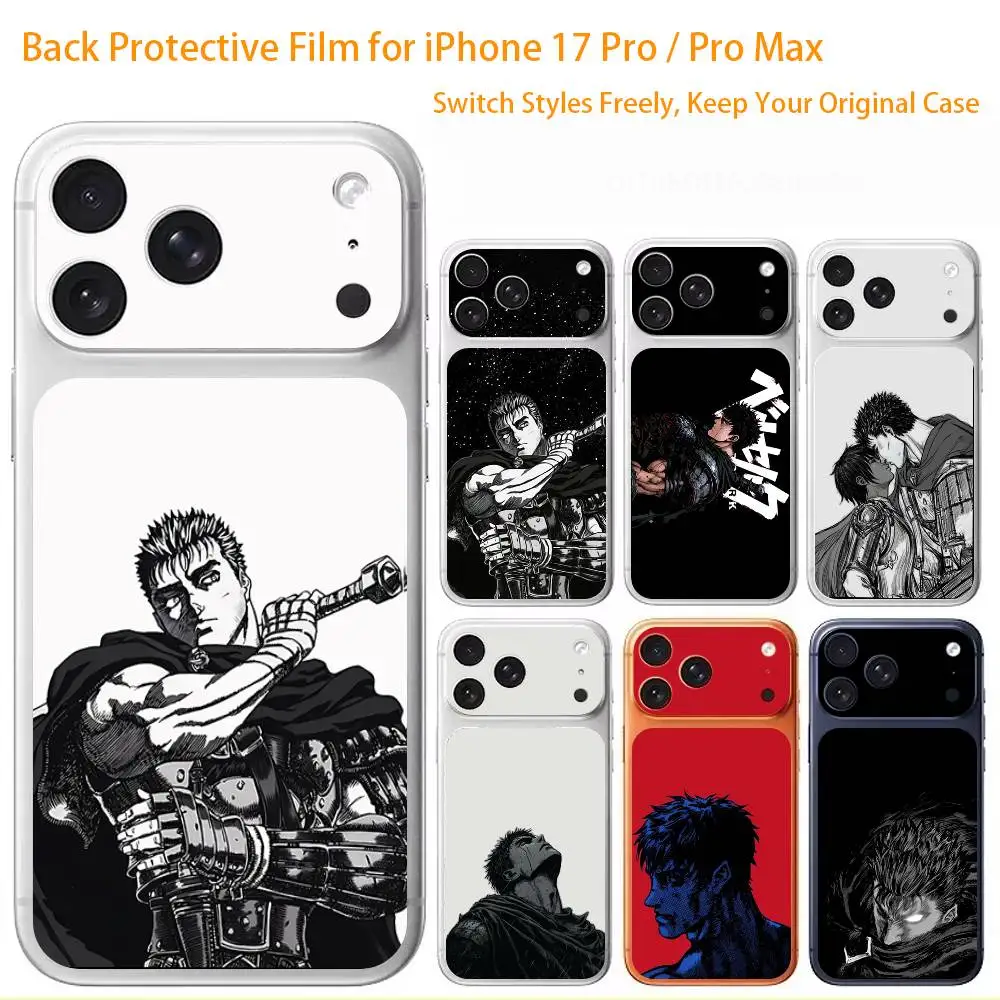JAPAN ANIME B-Berserk Cool 3D Full Body Skin Decal for iPhone 17/Pro/Pro Max Color Rear Protective Sticker