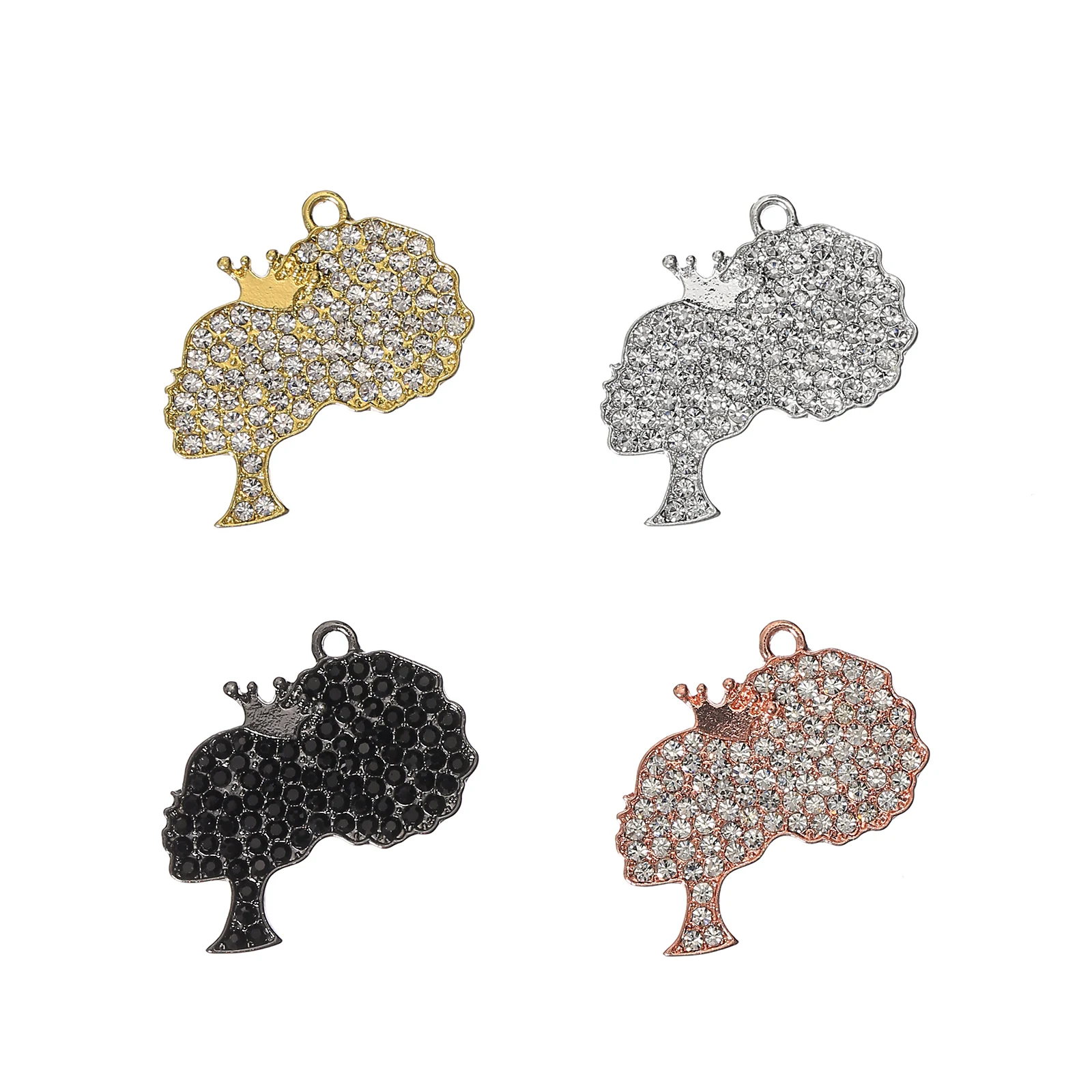 

10pcs Micro Pave Afro Girl Black Queen Charms Pendants for Bracelet Necklace Making Wholesale BGR229-BGR232