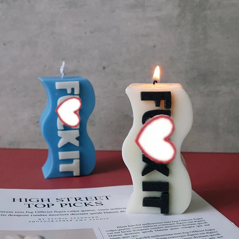 Squiggle فريد يلوحون شكل الأبجدية شمع الصويا شمعة قالب من السيليكون مستطيل موجة شعار رسالة شمعة قوالب ديكور المنزل