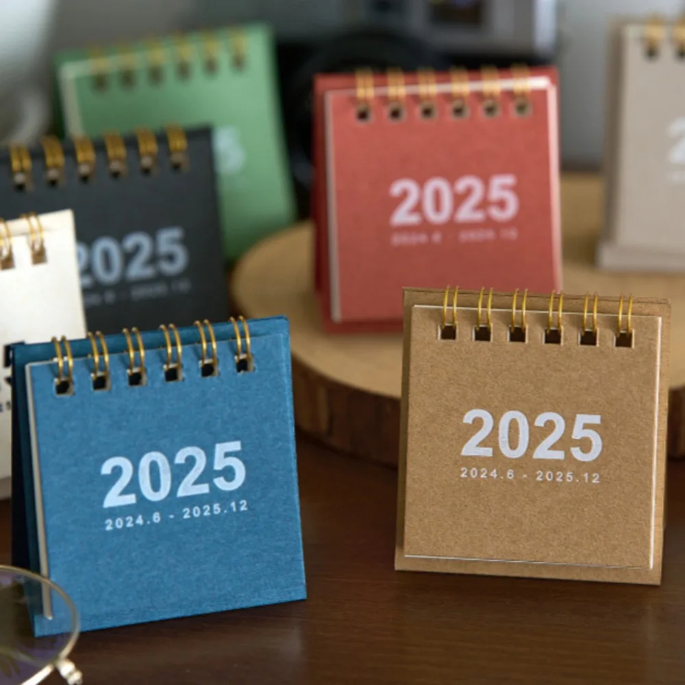 2025 Mini Table Desk Calendar Morandi Table Calendar Desktop Decoration Creative Coil Plan Solid Color Desk Calendar