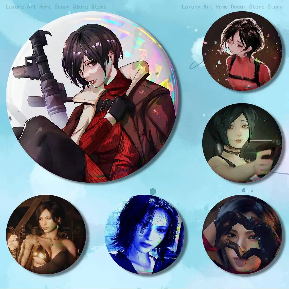 

Ada Wong R-Resident E-Evil 58mm 44mm HD Print Brooch Badges Pretty Derby Round Display Brooches Lapel Pins