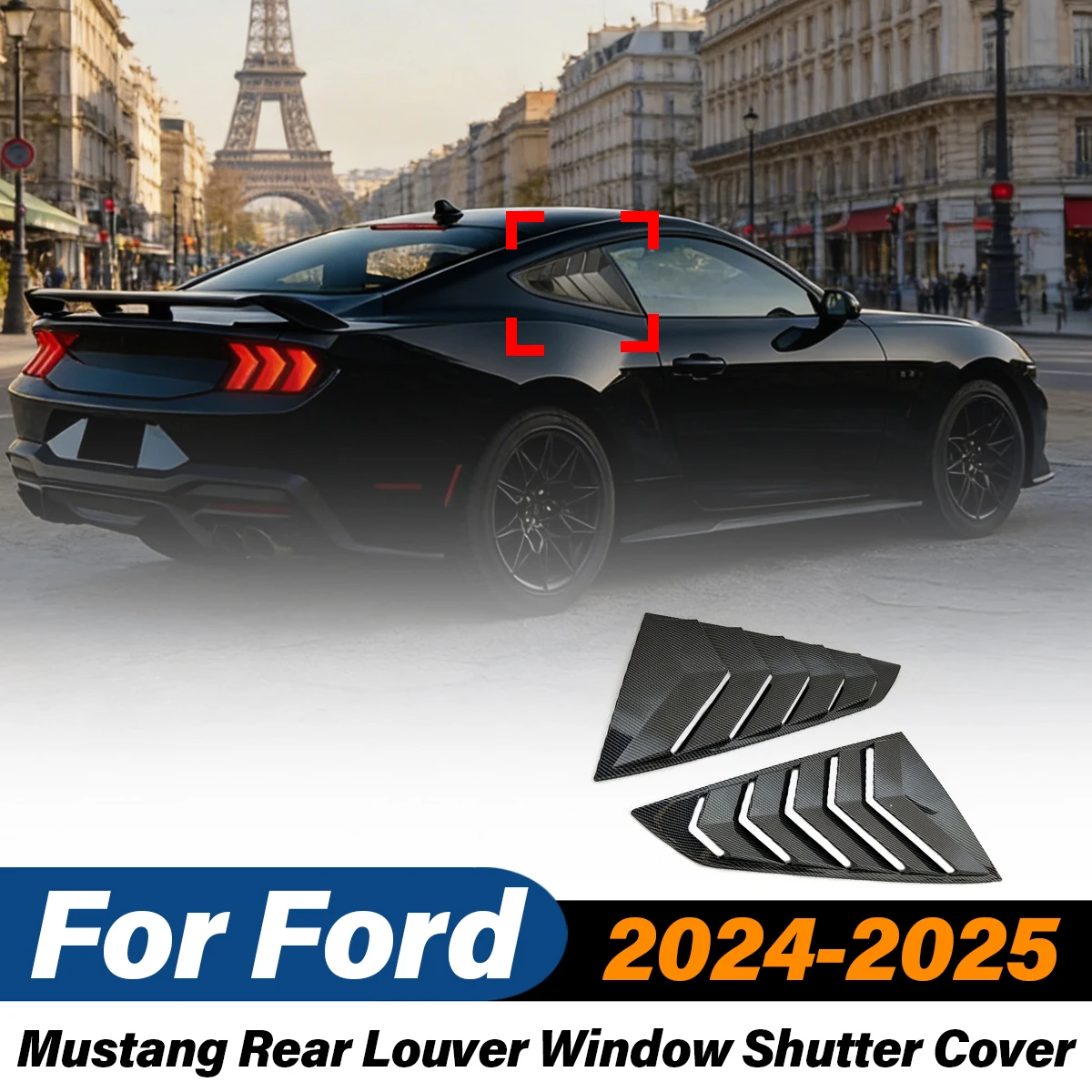 

For Ford Mustang S650 2024 2025 Carbon Fiber ABS Rear Louver Window Shutter Cover Sun Vent Visor Car Modification Accessories