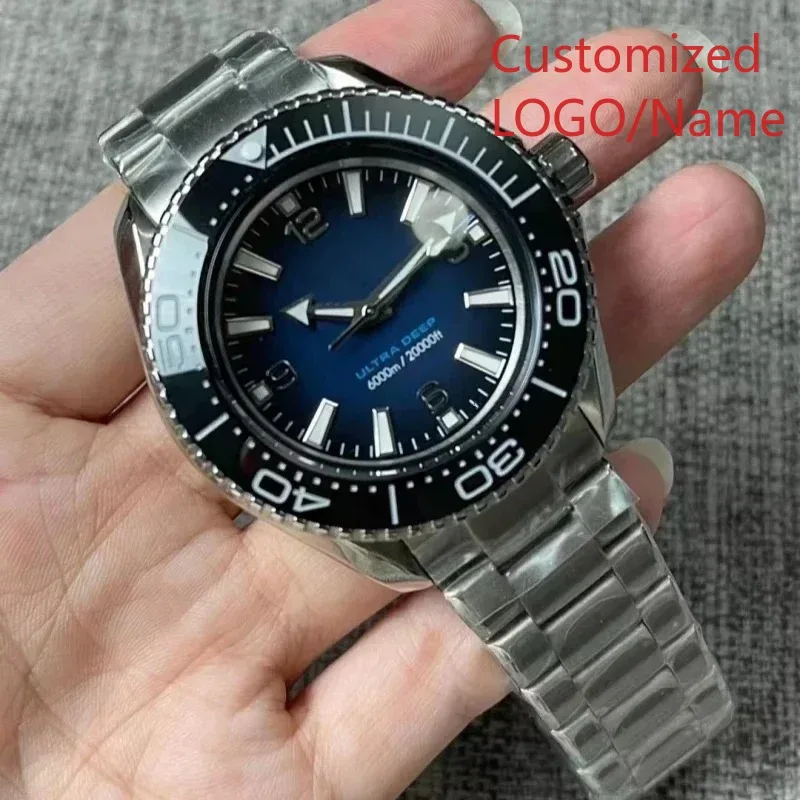 تخصيص الرجال التلقائية الميكانيكية ووتش 904L الفولاذ المقاوم للصدأ أسود أزرق أخضر السيراميك الحافة ارتفع الذهب الياقوت الساعات #2