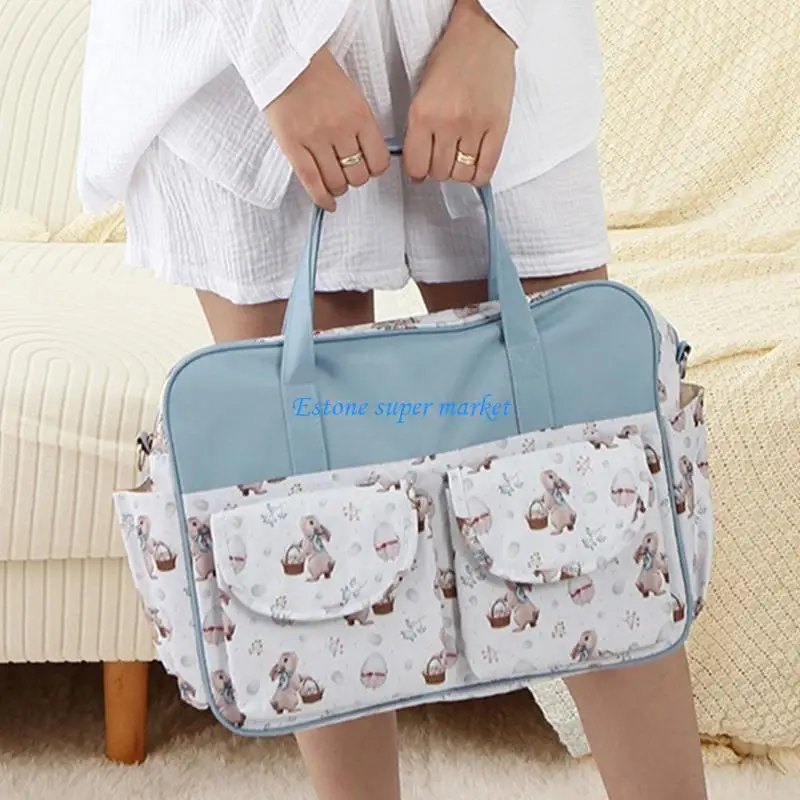 090B Large Capacity Diaper Bag with Prams Straps Travel Friendly Baby Changing Bag Stylish Watertight Travel Diaper Bag
