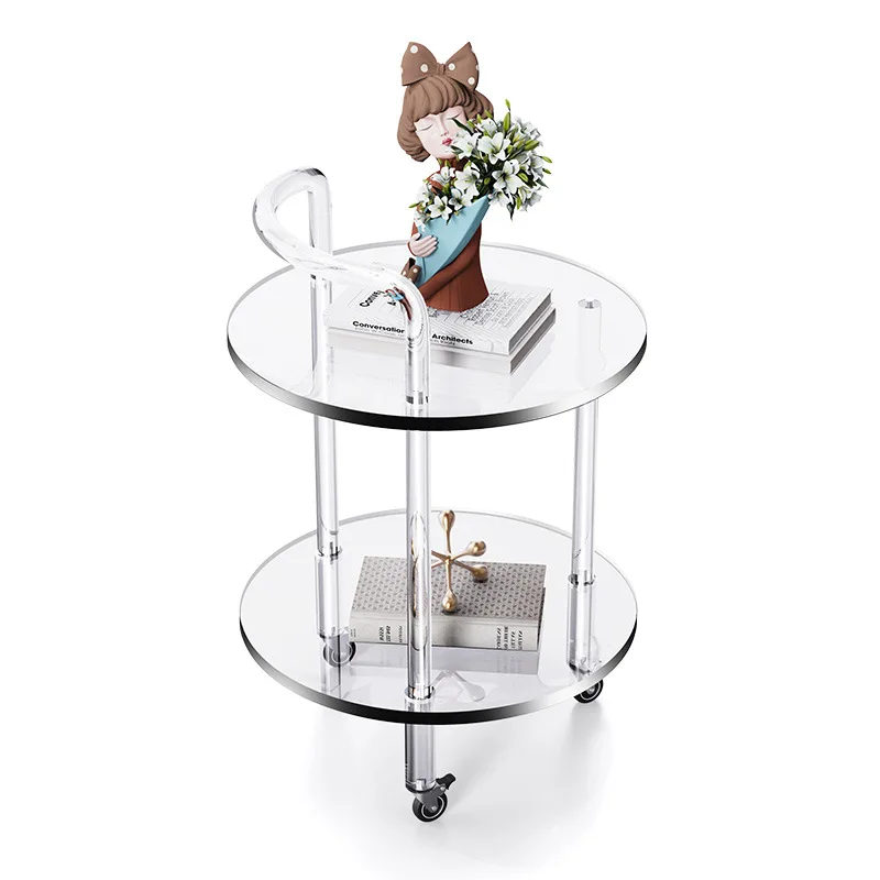 

Acrylic coffee table modern simple living room sofa side table movable transparent ins wind table trolley