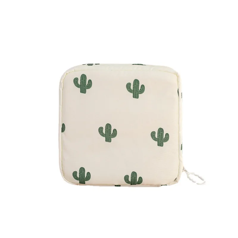 Women Girls Cactus Storage Bag Mini Cosmetic Bag Sanitary Napkins Tampons Storage Bag Coin Purse Bear Sundries Storage Bags