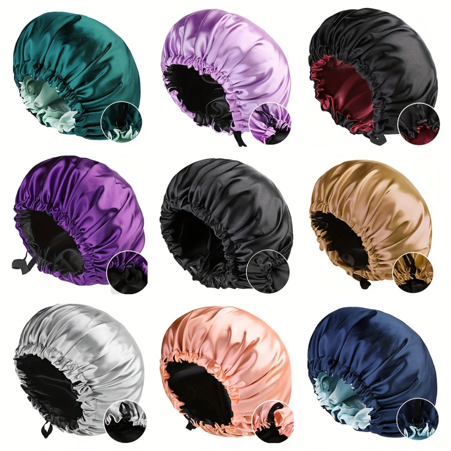 Adjustable Silk Satin Bonnet for Curly Hair | Double Layer Large Bonnet with Satin Lining for Women's Sleep