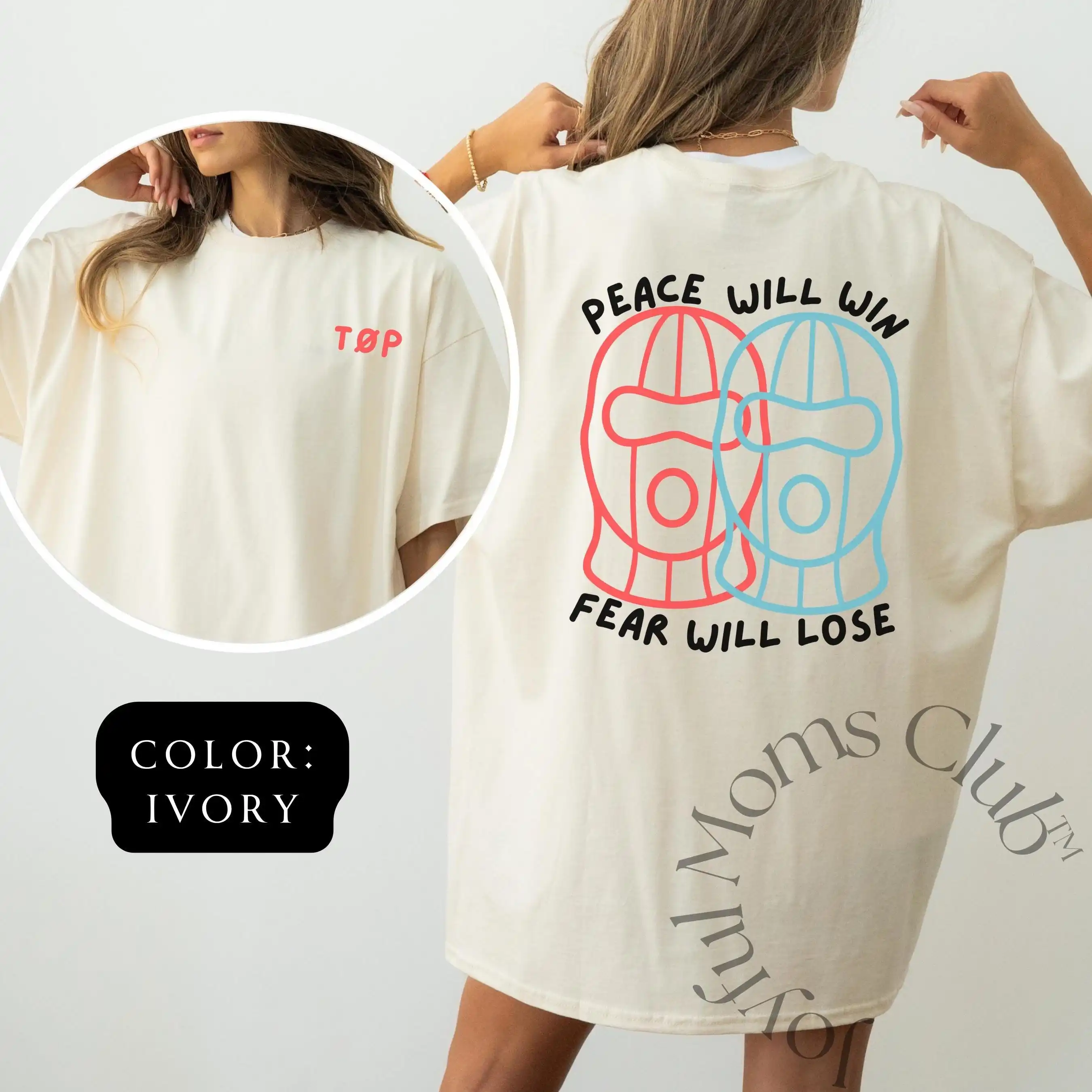 Peace Will Win and Fear Will Lose Gift for Twenty One Pilots Fan Graphic Shirt | Dual Ski Mask Illustration Vessel Era Shirt