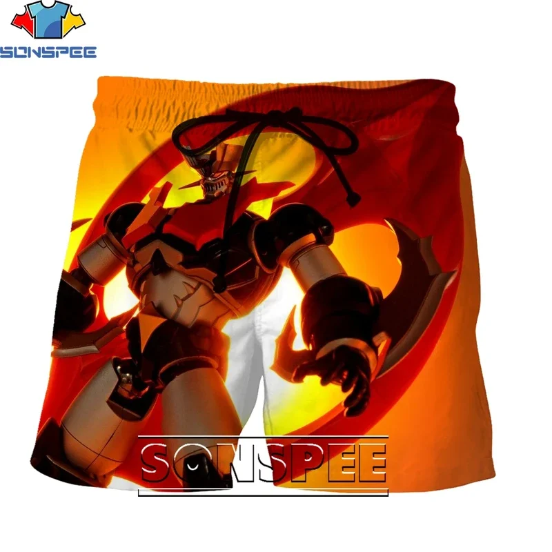 SONSPEE Classic Anime Mazinger Z Cartoon Shorts 3D Printing Men Women Harajuku Man Oversize Short Pants Kid Knickers Mecha Robot