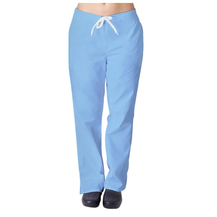 Pantalones médicos de Color liso para enfermeras, ropa de trabajo de laboratorio y Hospital, cintura elástica, accesorios