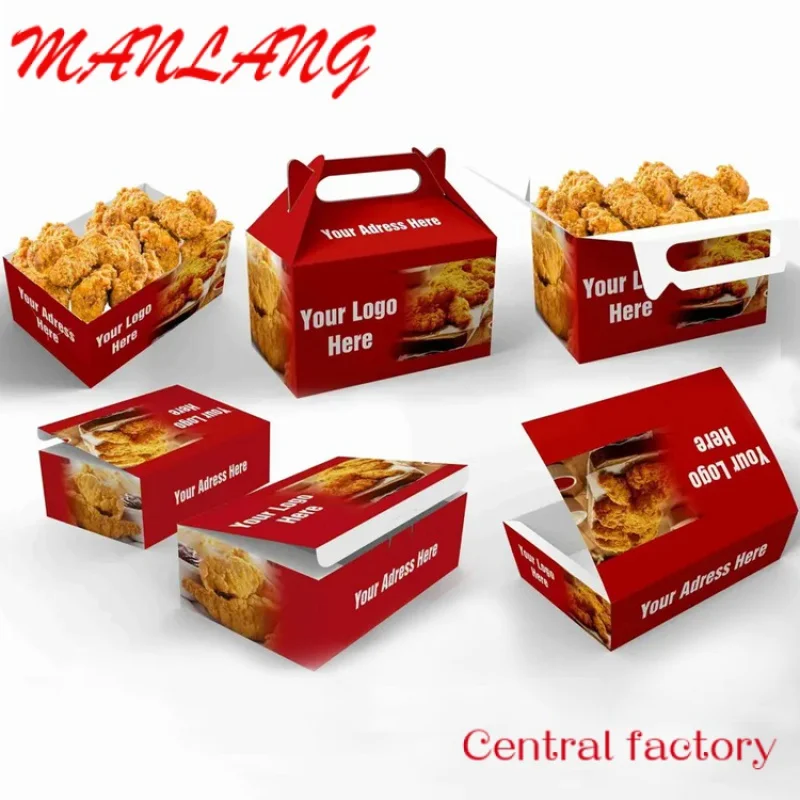 Takeaway Fried Chicken Box, Fast Food Grade, descartável, personalizado, venda quente