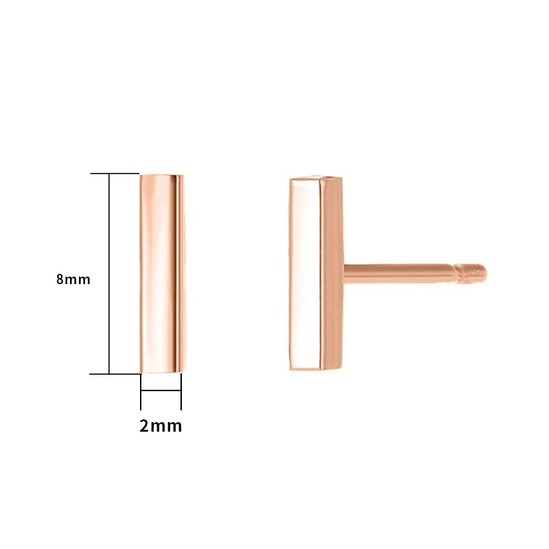 Dainty Simple Design Chic Gold Plated Bar Earrings Custom Blank Vertical Bar Stud Earrings Stainless Steel Jewelry  for Women
