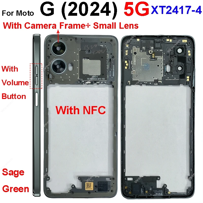 لموتورولا موتو G 5G 2020 2022 2023 2024 XT2113-3 XT2213 XT2313-6 XT2417-4 LCD الإطار الأمامي الحافة لوحة الإطار الأوسط الإسكان #2