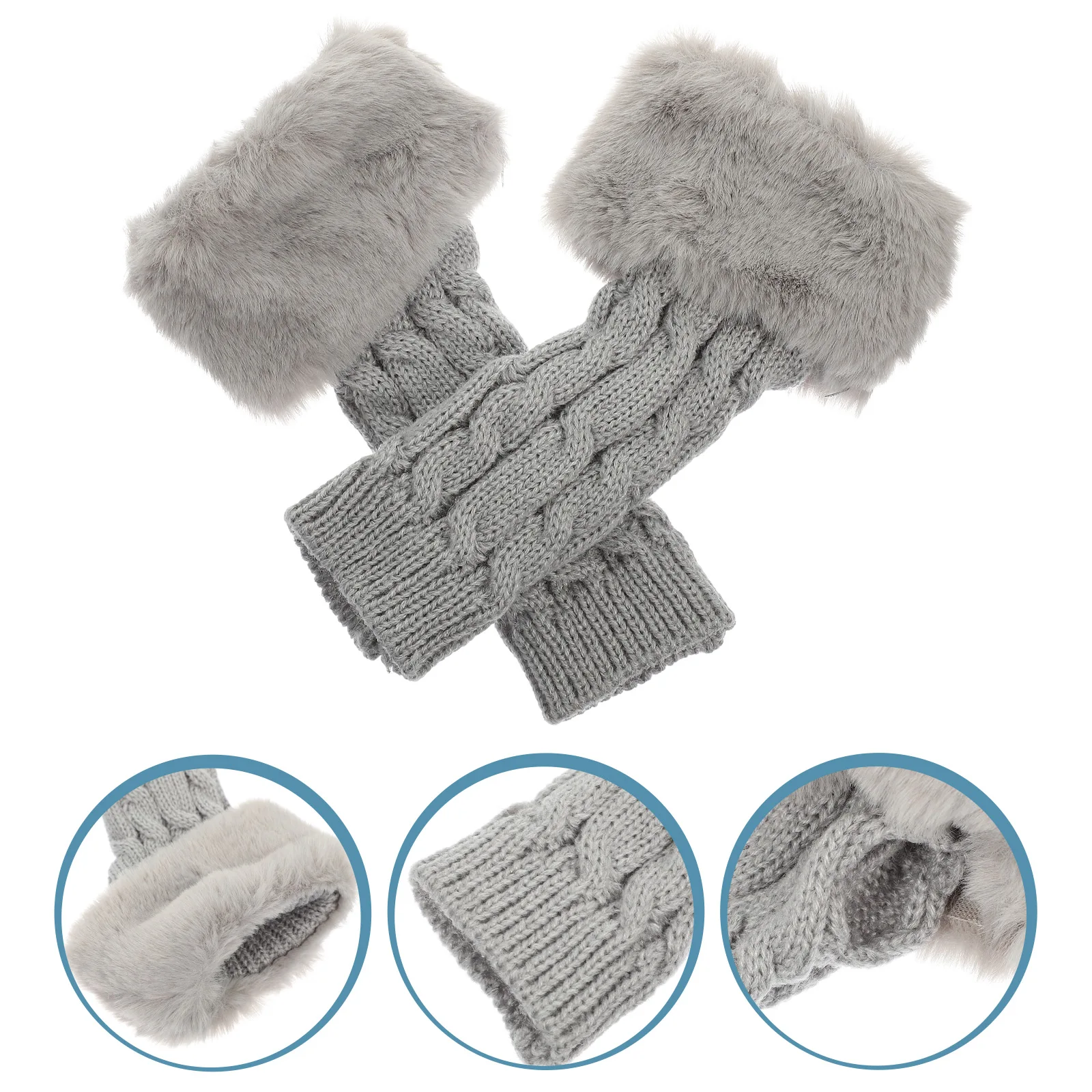 

1 Pair Half-Finger Sleeves Warm Winter Covers Lightweight Knit Gloves For Women Outdoor Practical Arm Warmers Washable Arm