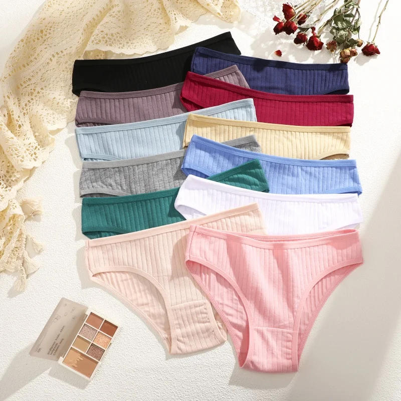 FINETOO 7 قطعة/المجموعة النساء القطن سراويل لينة مخطط السروال منخفضة الخصر مثير الملابس الداخلية الإناث مريحة تمتد الملابس الداخلية M-XL #4