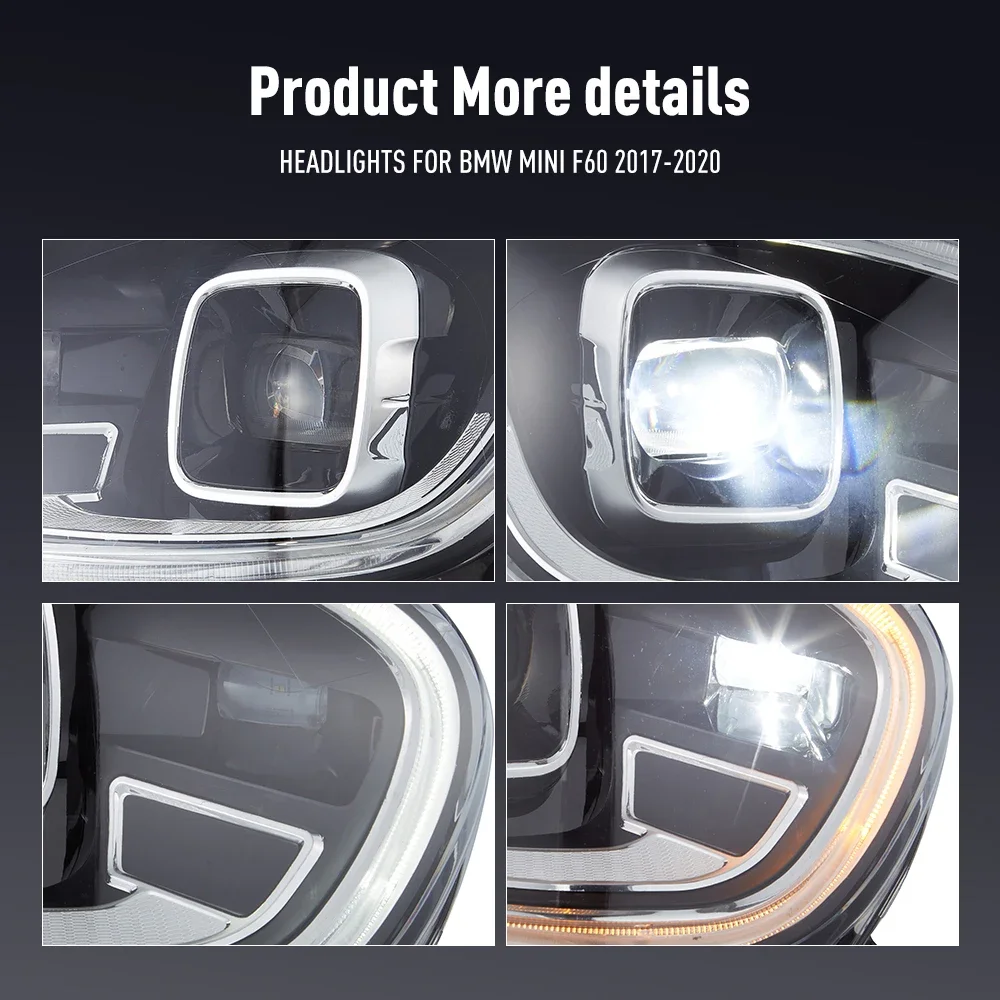 2 шт. автомобильные фары для BMW MINI F60 2017-2020, светодиодные фары DRL, дневные ходовые огни, сигнальные лампы, автоаксессуары