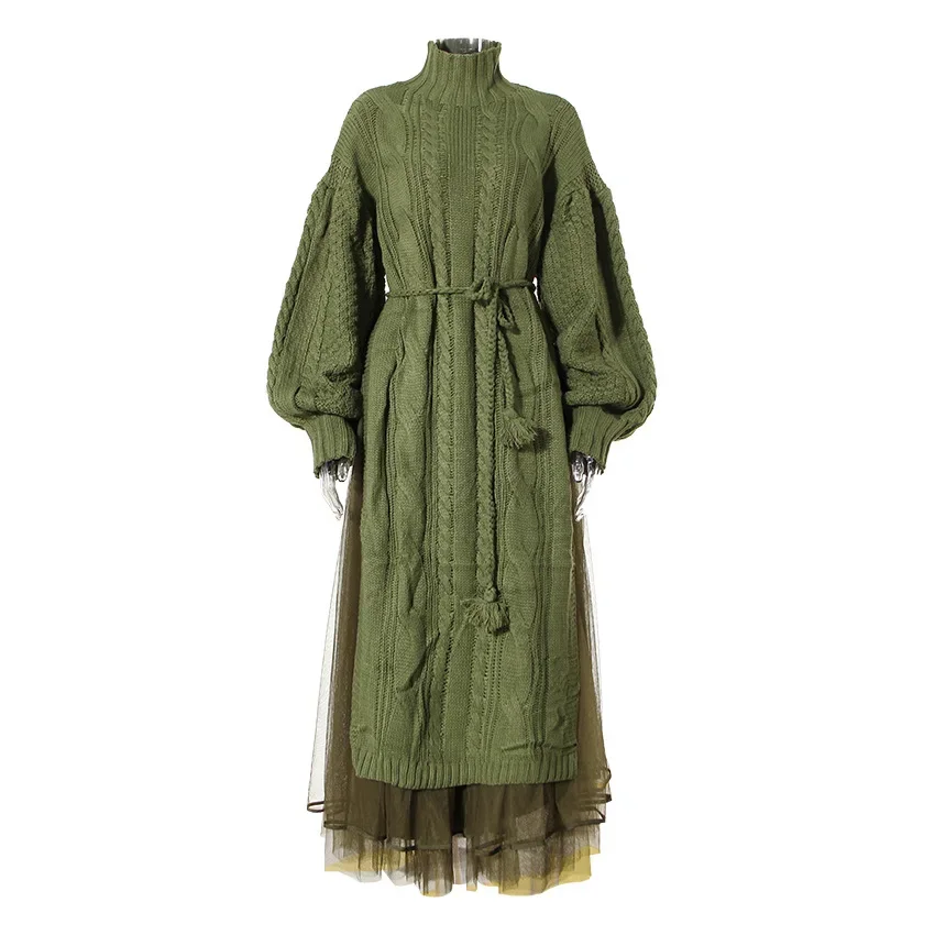 Robe mi-longue en tulle pour femme avec manches longues Blet, pull pour femme, vêtements de travail d'affaires, vêtements de rue chauds pour filles, printemps