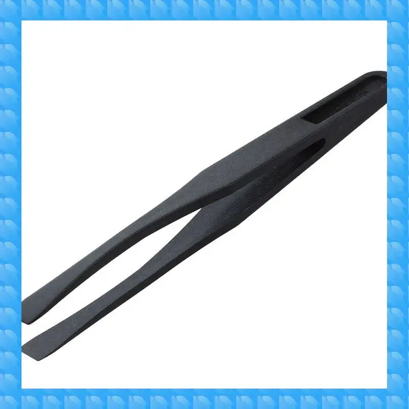 Pinzette antistatiche in plastica nera con punta piatta lunga 115 mm ETRT 12 pezzi