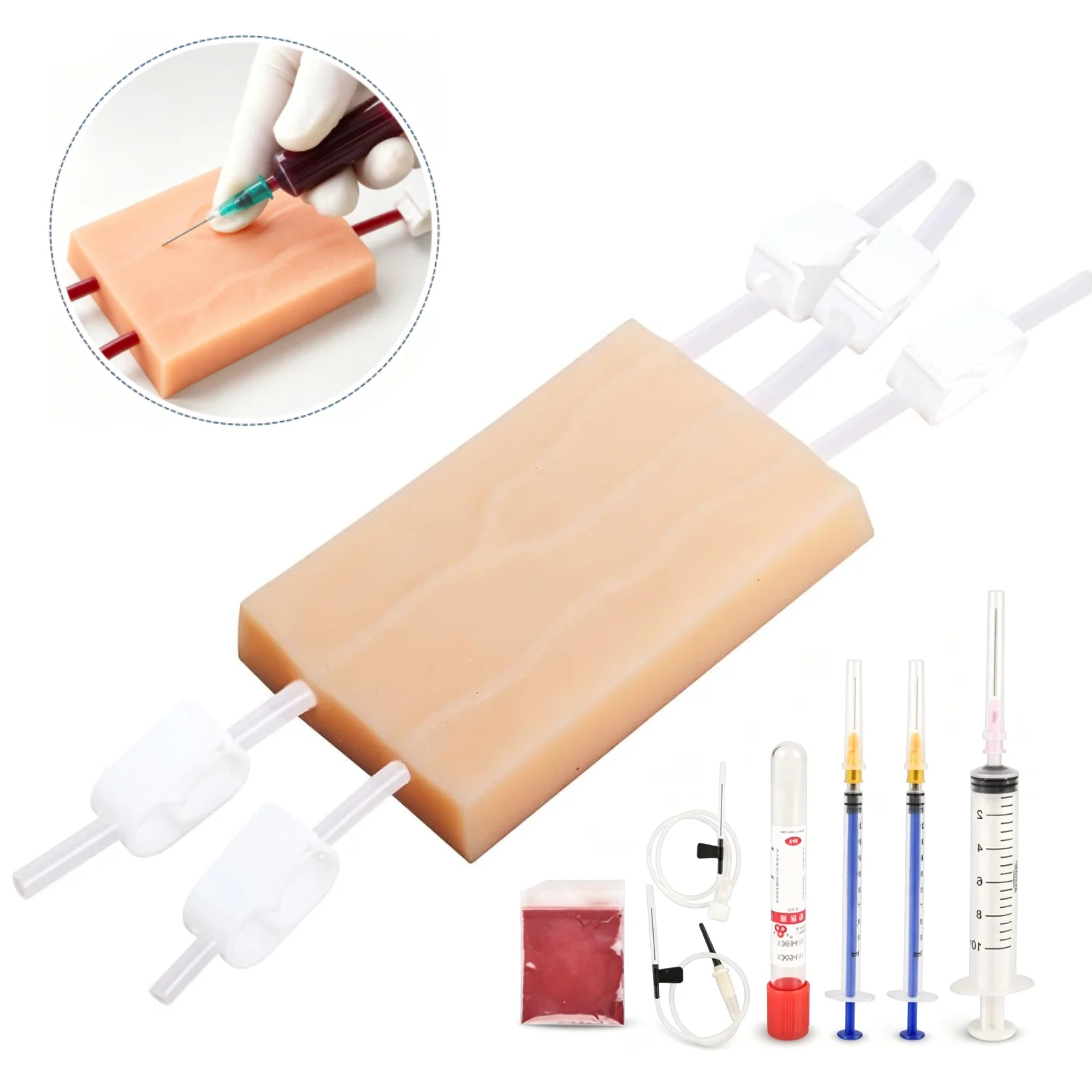 IV Injection Practice Model Kit Silicone Simulated Skin Venipuncture Training Pad for Medical Nurse Training Practice