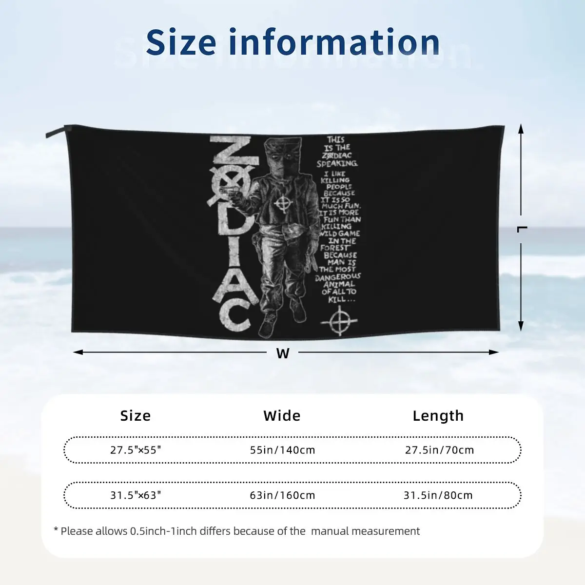 Zodiac David Fincher Crime Serial Killer Beach Towel Soft Microfiber Quick Dry Absorbent Quick Towels For Pool