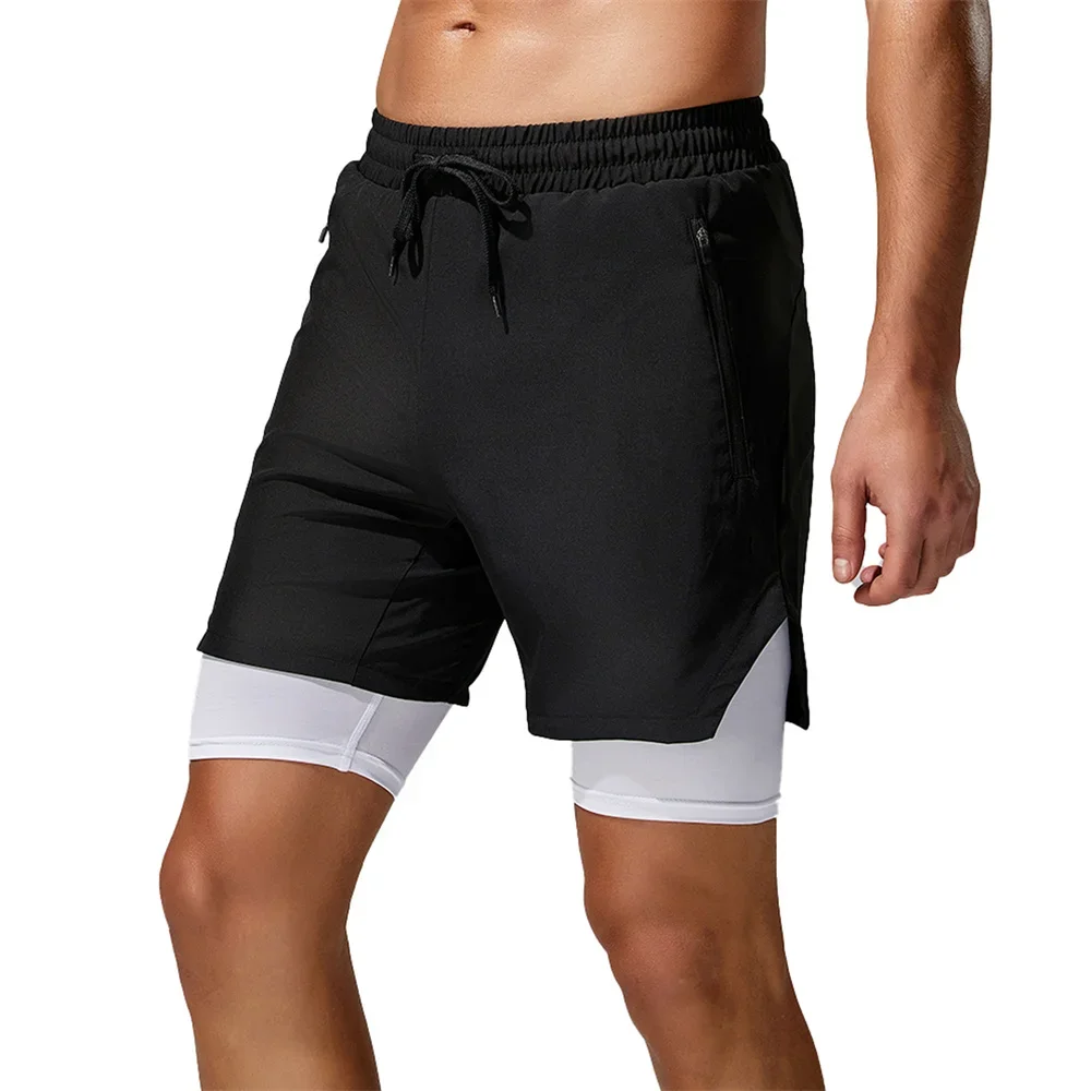 Men Gym Fitness Running Shorts Man Casual Sport Short Pants Lightweight Double-decker Sportswear Training Workout Jogging Shorts