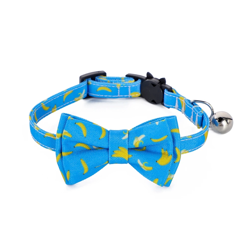 3pcs Cat Collar with Bowtie and Tiny Bell Bandana Pineapple Sunflower Printed Adorable Adjustable Pet Accessories for Kittens