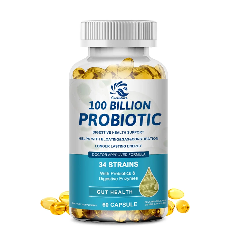 Greensure Prebiotics Enzyme Capsules - with Probiotics & Prebiotics | 60/120 Capsules | Non-GMO and Gluten Free Supplement