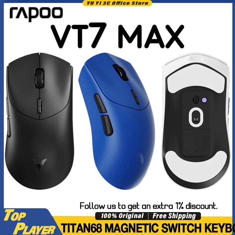 

Rapoo VT7 Max Gen2 Series Wireless Gaming Mouse PAW3398/PAW3950 Support 8000kHz Polling Rate for CS Valorant LOL OW2 E-sport