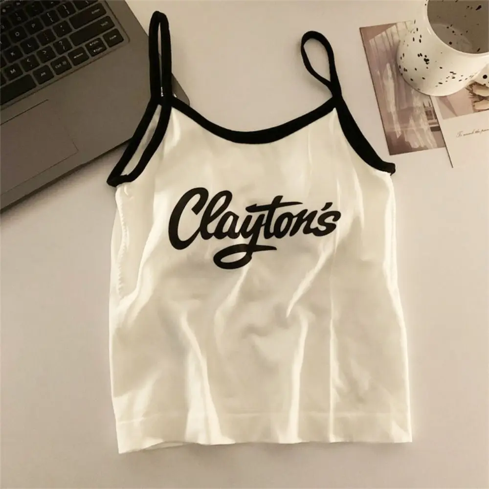 All-Match with Pads Letter Printed Tank Top Camisole Bralette Women Y2K Crop Tops Slim Fit Vest Party