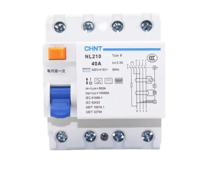 친트 누설 보호대, NL210 B 타입, 신 에너지 전용 1P + N 누설 스위치, 3P + N, 40A, 63A