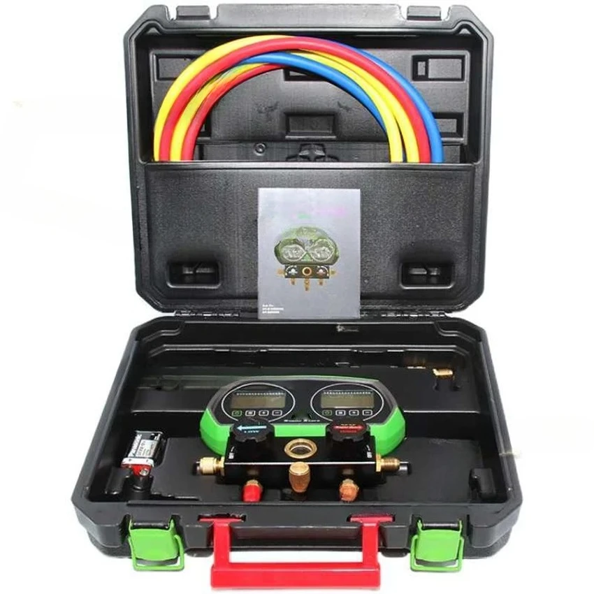 Professional Digital HVAC Manifold Gauge B268D with Backlit Display, Electronic Double Pressure Tester for Air Conditioning
