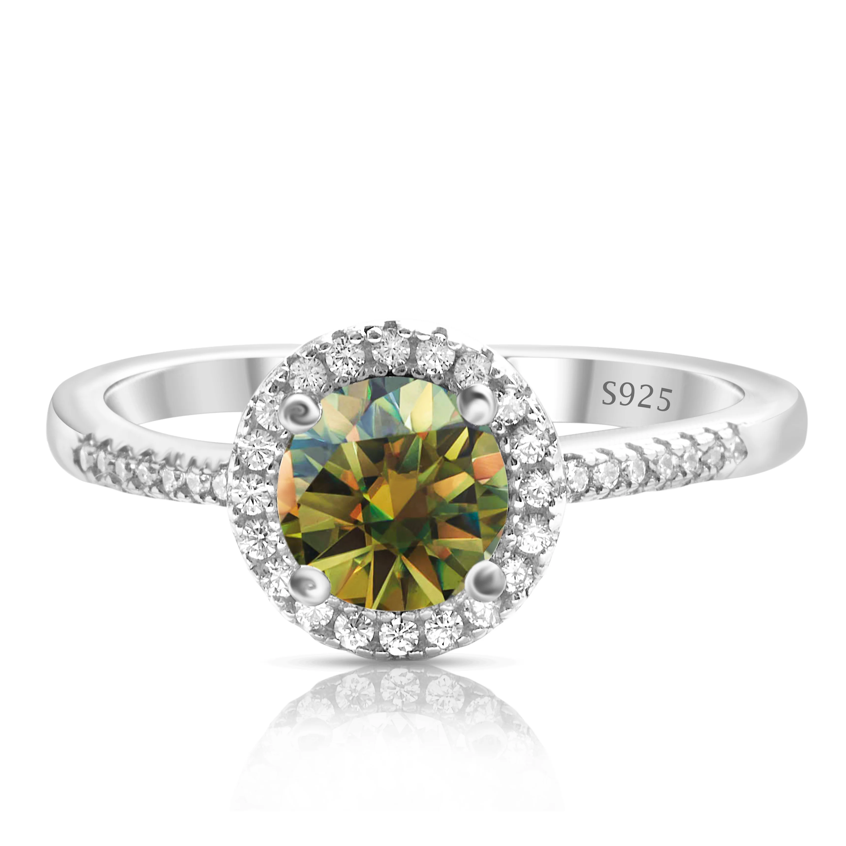 

1 Carat Maussanite Women's Fashion Ring 100% 925 Sterling Silver female finger Wedding activities daily holiday gifts