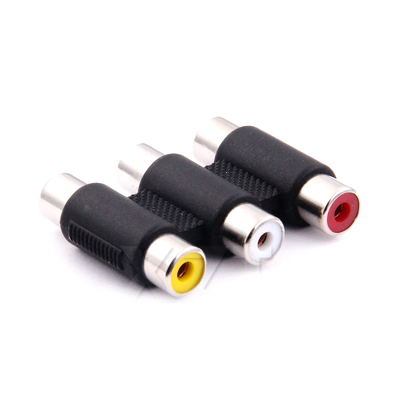 Conector de áudio e vídeo multifuncional 3 rca av acoplador mini 3rca fêmea para fêmea soquete adaptador conversor de extensão