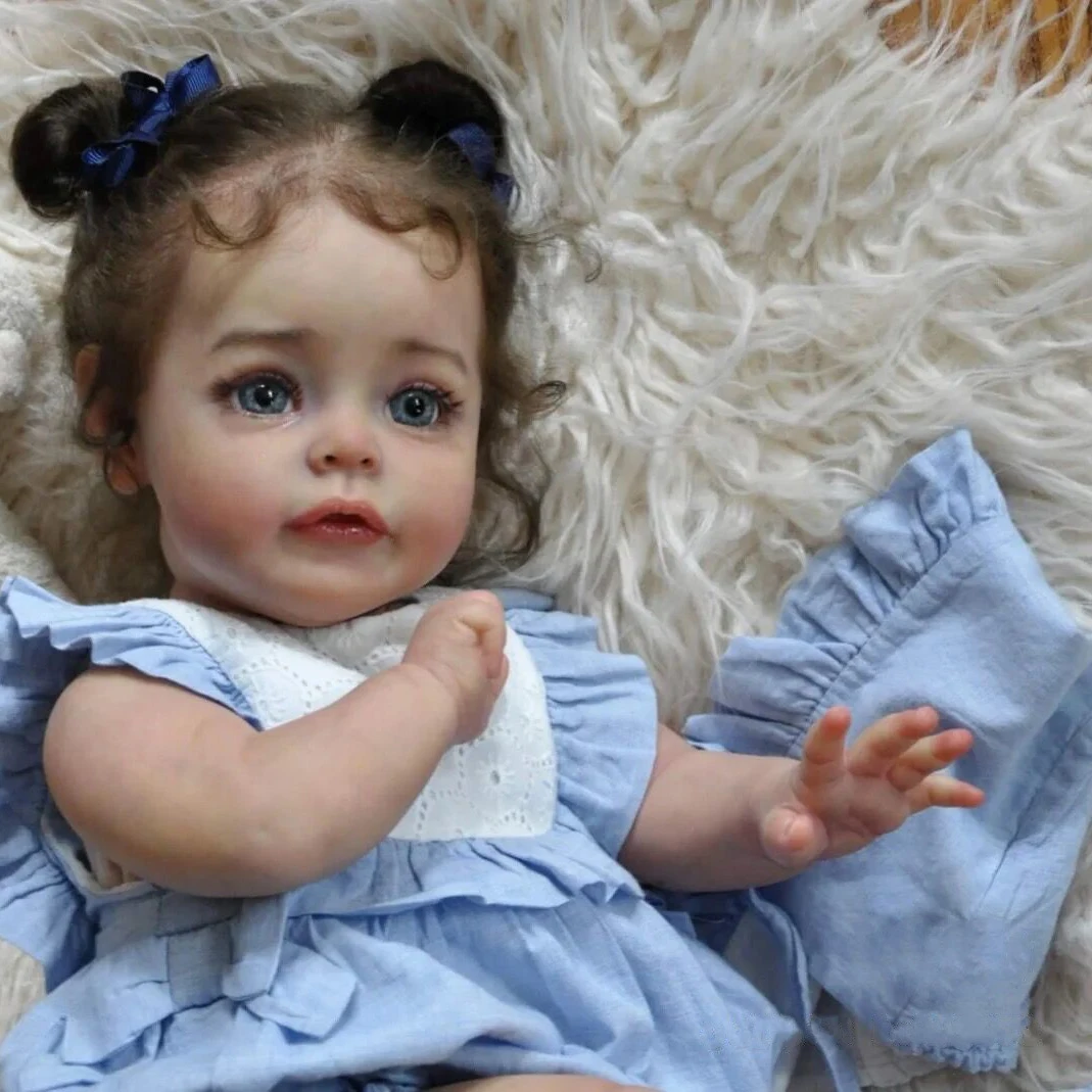 Bambole per ragazza rinata in vinile completamente morbido da 22 pollici 55CM Ragazza per trapianto di capelli Vesti giocattoli di simulazione Regalo di Natale di compleanno per bambini