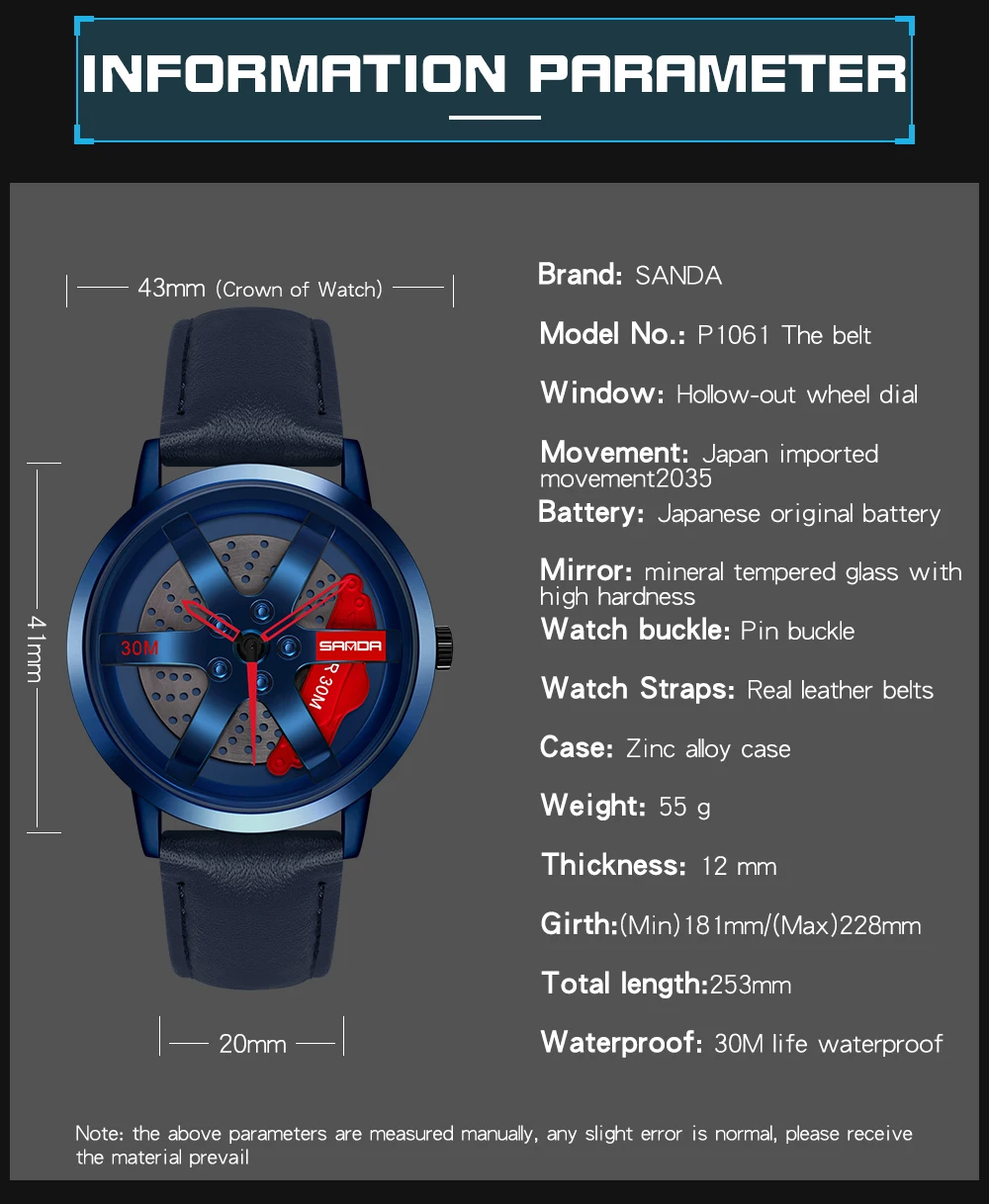 Homens Japão movimento aço inoxidável impermeável quartzo relógio de pulso, Sport Car Hub Design, alta qualidade, masculino, venda quente