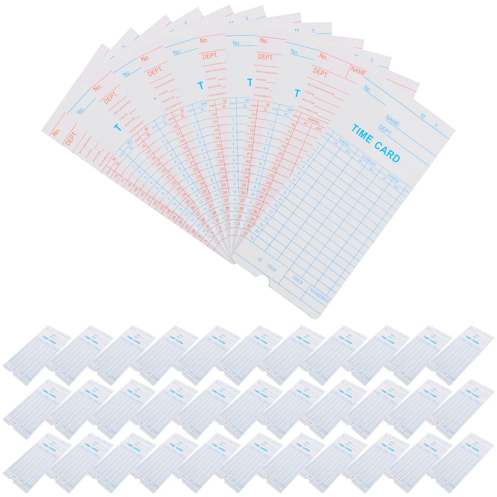 100Pcs Time Cards Paper Office Use Attendance Recording Sheets English Edition Timecards Weekly Time Cards for Employees