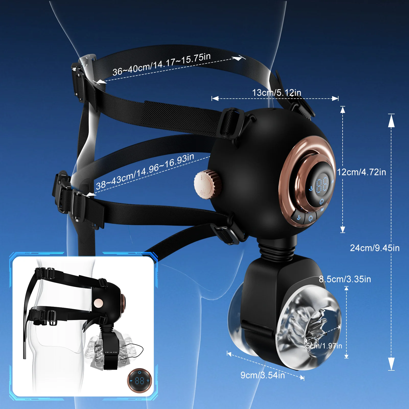 Wearable Automatic Adjustable Male Masturbator with Removable Belts LCD Males Adults Sex Toys Penis Masturbation Stroker for Men view 6