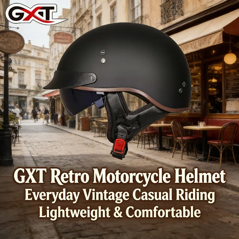 

GXT Retro Motorcycle Half Helmet for Men Women Summer Breathable Open Face Safety Helmet for Scooter Electric Moped Riding