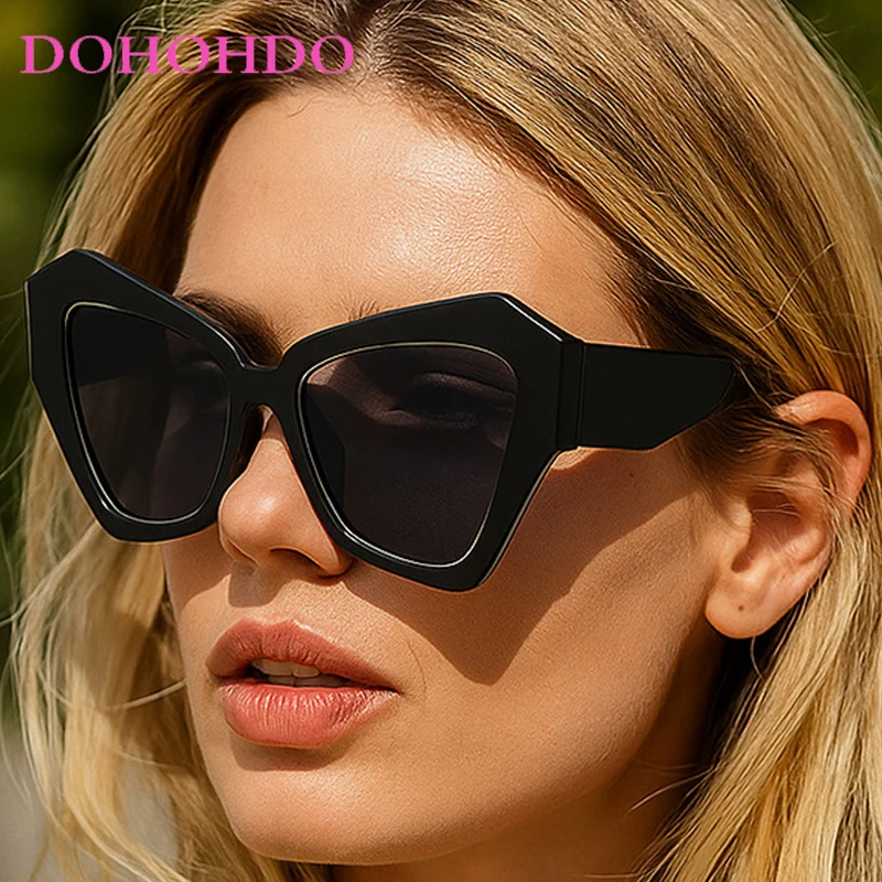 

Trendy Big Frame Cat Eye Polygonal Women's Sunglasses Luxury Design Popular Men Sunglass Outdoor Travel Shade Eyewear Очки UV400